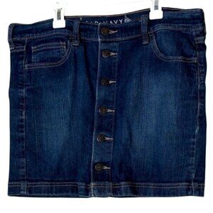 Old Navy Womens Size 8 Denim Mini Skirt Button Front Stretch Medium Wash